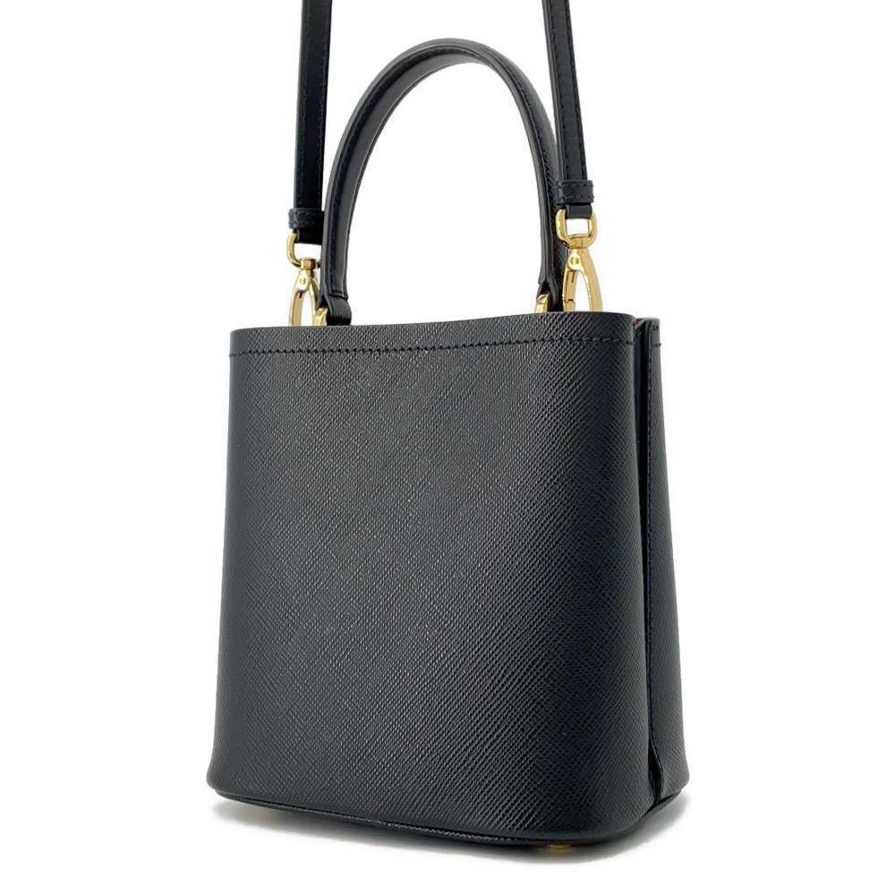 Prada handbag Saffiano Panier leather shoulder bag black - Picture 2 of 10